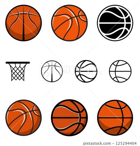 Set of basketball balls. Basketball ball icons. Basketball team emblem templates. Set of basketball balls. Basketball ball icons. Basketball team emblem templates. 125294404