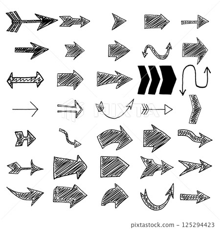 Set of hand drawn arrows on white background. Design element in vector Set of hand drawn arrows on white background. Design element in vector 125294423