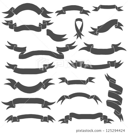 Set of hand drawn ribbons in vector. Design elements for label, badge, emblem, logo, sign. Set of hand drawn ribbons in vector. Design elements for label, badge, emblem, logo, sign. 125294424