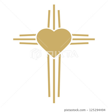 God is love. Cross with the heart shape. Design element in vector. God is love. Cross with the heart shape. Design element in vector. 125294494