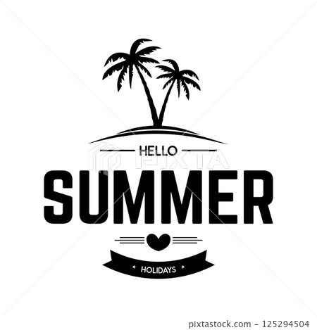 Hello summer holidays. Summer concept. Vector illustration. 125294504