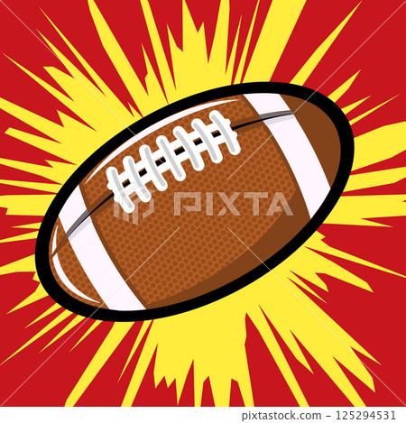 Ball for Rugby or American football pop art retro style. Pop art style ball. Vector design element. 125294531