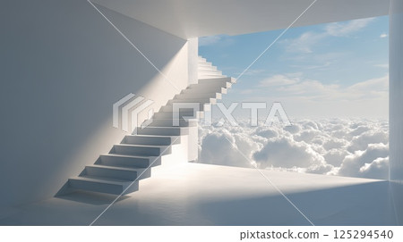 Stairway Ascending Above the Clouds Towards a Bright Horizon Stairway Ascending Above the Clouds Towards a Bright Horizon 125294540
