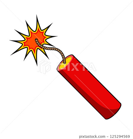 Stick of dynamite. Dynamite icon. Dynamite stick on white background. Vector design element. Stick of dynamite. Dynamite icon. Dynamite stick on white background. Vector design element. 125294569