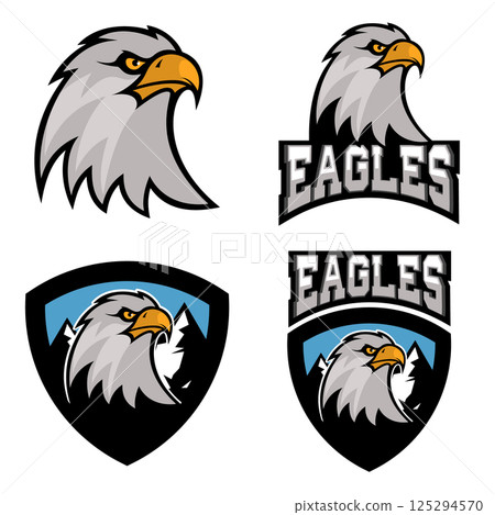 eagles. Sport team or club logo template. Vector design element for logo, label, emblem, sign, badge. eagles. Sport team or club logo template. Vector design element for logo, label, emblem, sign, badge. 125294570