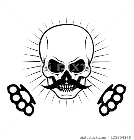 skull with a mustache vector illustration. Fight club logo skull with a mustache vector illustration. Fight club logo 125294578