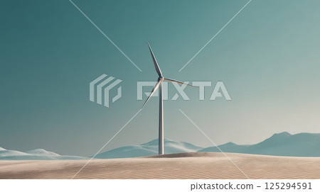 Modern Wind Turbine in a Serene Desert Landscape Modern Wind Turbine in a Serene Desert Landscape 125294591