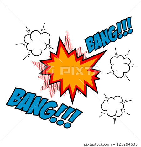 Bang-bang!!! Comic style phrase isolated on white background. Design element in vector. 125294633