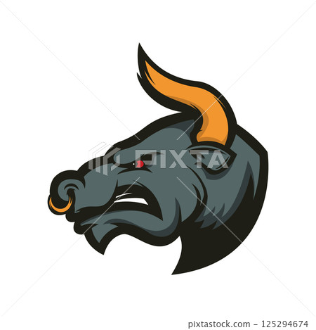 Bull sport mascot. Design element for logo, label, emblem, sign, badge. Vector illustration. 125294674
