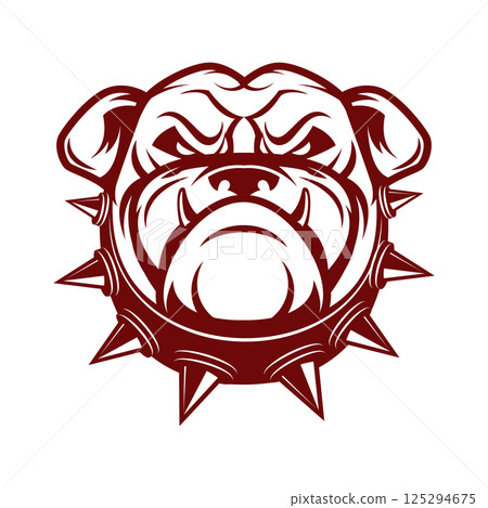 Bulldog head isolated on white background. Sport team mascot. Design element for logo, label, emblem, sign, badge. Vector illustration. Bulldog head isolated on white background. Sport team mascot. Design element for logo, label, emblem, sign, badge. Vector illustration. 125294675
