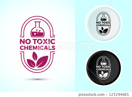 No Toxic Chemicals icon design illustration. No harmful chemical sign in color, black and white 125294865