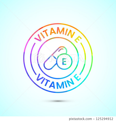 Vitamin E icon design illustration. Vitamin E sign symbol in low poly style 125294912