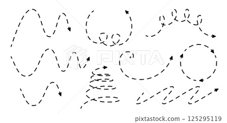 Set of loopy spiral dash arrows Set of loopy spiral dash arrows 125295119