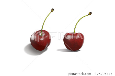 Cherry berries mockup set, front side view, depth of field 125295447