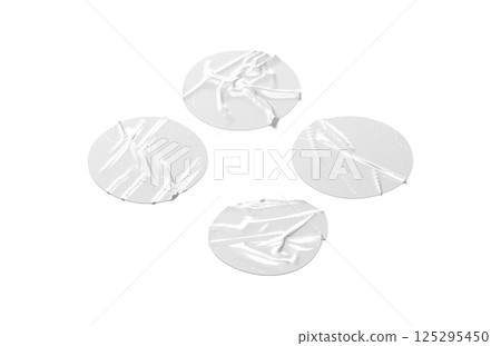 Blank white round adhesive crumpled tape mockup set, side view 125295450