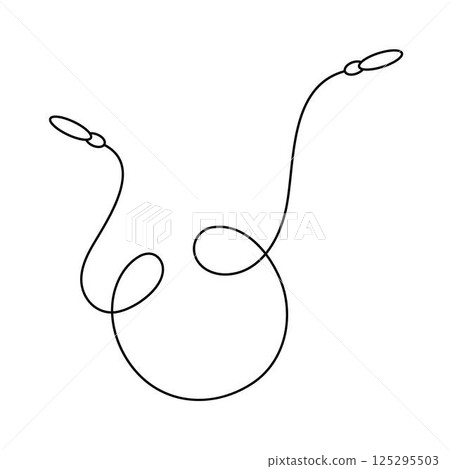 Skipping rope with curved handles and a flexible cord simple outline vector illustration, for fitness, exercise, sports-themed designs, icons, workout guides, and health-related creative projects 125295503