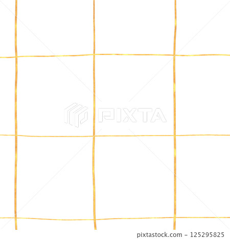 Gold White Plaid Tartan Gingham Check Hand Drawn Background Pattern Overlay 125295825