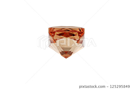 Garnet with rutile inclusions faceted old mine cut stone mineral macro photography on white isolated background 125295849