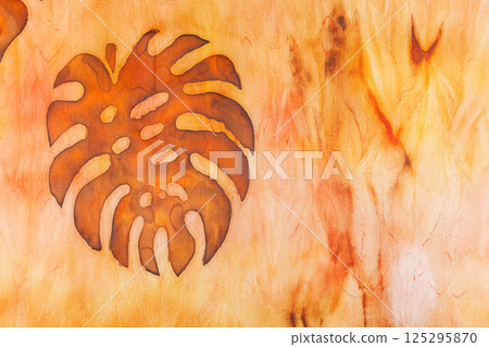 abstract pattern on silk fabric texture in yellow and brown tones 125295870