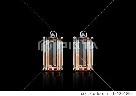 white metal earrings silver, gold with topaz polychrome stone and diamonds on black background 125295895