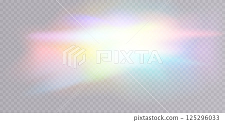 Soft Light Reflection Showcasing Stunning Beautiful Rainbow Hues on a Crystal Clear Background Surface 125296033