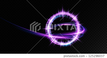 An Elegant Purple Light Circle adorned with Starbursts set against a Dark Background to capture attention An Elegant Purple Light Circle adorned with Starbursts set against a Dark Background to capture attention 125296037