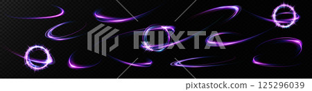 This is an abstract representation featuring gorgeous purple and blue swirls accompanied by circular elements 125296039