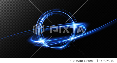 Stunning Dynamic Blue Light Swirls and Orbits Create Captivating Abstract Backgrounds for Various Uses 125296040