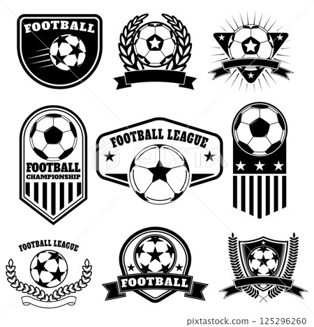 Set of the  football labels, emblems and design elements. Soccer team emblems. 125296260