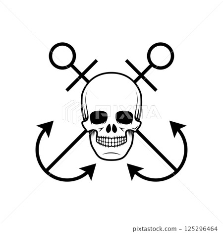 Sailor spirit. Skull with anchors on grunge background. 125296464
