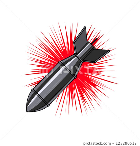 Comic style cartoon bomb with explosion. Design element for poster, flyer. Vector illustration. 125296512