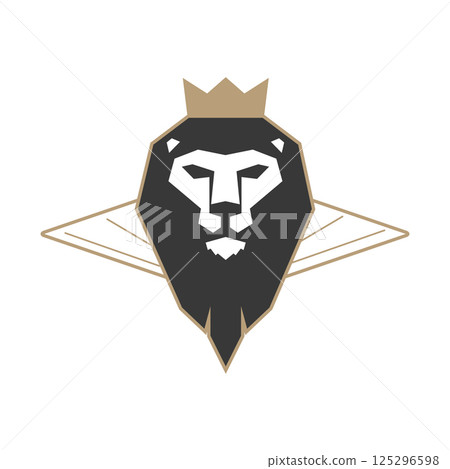 Logo template with lion head. Design element for logo, label, emblem, sign, brand mark. Vector illustration. 125296598