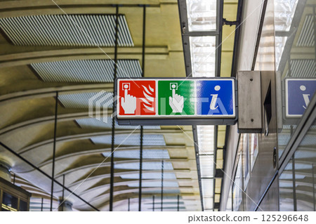 Clear Safety Signage in Modern Airport Terminal Clear Safety Signage in Modern Airport Terminal 125296648