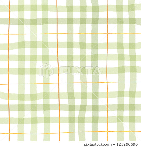Gold Sage Green Plaid Tartan Gingham Check Hand Drawn Background Pattern Overlay 125296696