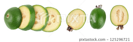 Feijoa fruit isolated on white background. Top view. Flat lay 125296721