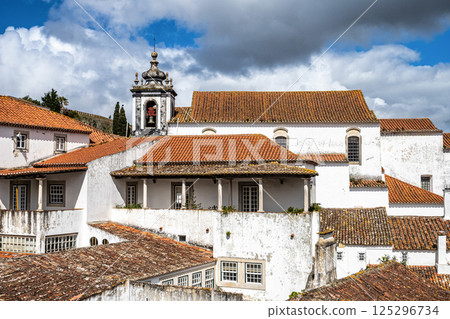 View of Obidos with renaissance Church of Saint Mary, Santa Maria at Obidos, Portugal View of Obidos with renaissance Church of Saint Mary, Santa Maria at Obidos, Portugal 125296734