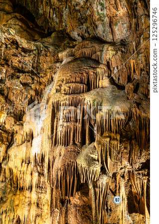 Mira de Aire Caves, Grutas de Mira de Aire at Leiria, Portugal. A set of limestone caves in Porto de Mos Mira de Aire Caves, Grutas de Mira de Aire at Leiria, Portugal. A set of limestone caves in Porto de Mos 125296746