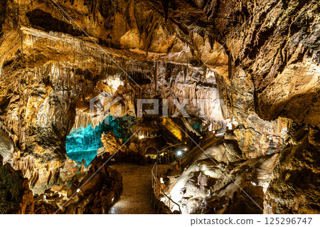 Mira de Aire Caves, Grutas de Mira de Aire at Leiria, Portugal. A set of limestone caves in Porto de Mos Mira de Aire Caves, Grutas de Mira de Aire at Leiria, Portugal. A set of limestone caves in Porto de Mos 125296747