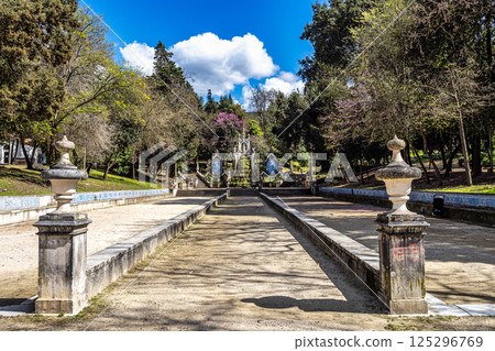 Mermaid Garden, Jardim da Sereia in the center of Coimbra, Portugal. 18th century public park 125296769