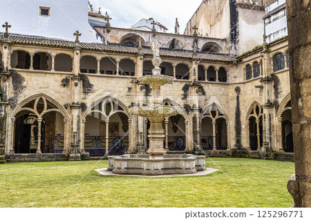 Colonnade of cloister of Santa Cruz Monastery and Church at Coimbra, Portugal Colonnade of cloister of Santa Cruz Monastery and Church at Coimbra, Portugal 125296771