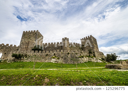 The castle of the village of Montemor-o-Velho in Portugal is the main fortress of the Baixo Mondego in medieval times 125296775