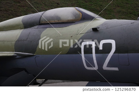 Kiev, Ukraine December 10, 2020: MIG-23 jet fighter in the Museum of Military Equipment for public viewing 125296870