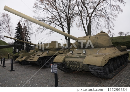 Kiev, Ukraine December 10, 2020: Heavy tank YS-1 in the museum of military equipment for all to see Kiev, Ukraine December 10, 2020: Heavy tank YS-1 in the museum of military equipment for all to see 125296884