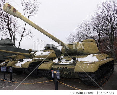Kiev, Ukraine December 10, 2020: Heavy tank YS-2 at the Museum of Military Equipment for all to see 125296885