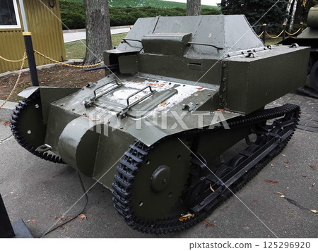 Kiev, Ukraine December 10, 2020: Tankette T-27 in the Museum of Military Equipment for public viewing 125296920
