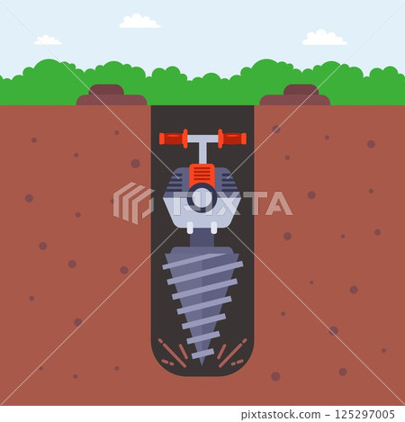 to drill the ground with a drill. to drill the ground with a drill. 125297005