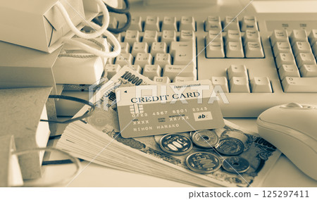 Online Shopping Credit Card E-Commerce Shopping Bag Shopping Addiction 125297411