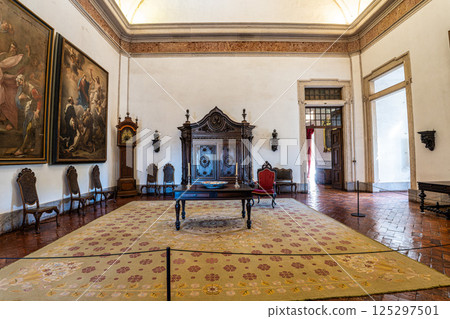 Mafra, Portugal - Apr 11, 2025: Interior of the Mafra National Palace at Mafra, Portugal. Mafra, Portugal - Apr 11, 2025: Interior of the Mafra National Palace at Mafra, Portugal. 125297501