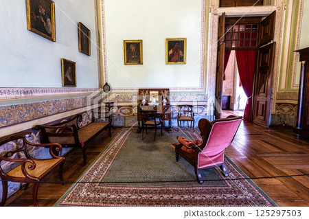 Mafra, Portugal - Apr 11, 2025: Interior of the Mafra National Palace at Mafra, Portugal. 125297503