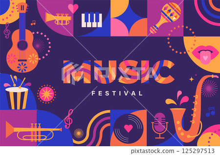 Summer music festival. Musical party. 125297513